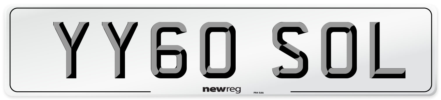 YY60 SOL Number Plate from New Reg